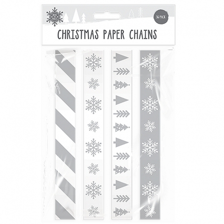 Christmas Paper Chains 36 Pack - Silver (XMA5633)