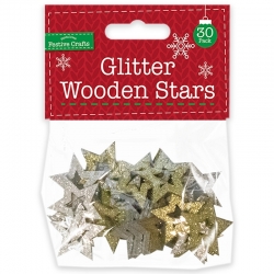 Glittered Wooden Stars 30 pack (XMA4079)