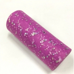 Tulle Roll with Sequins - Magenta (15cm x 9.1m)