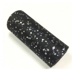 Tulle Roll with Sequins - Black (15cm x 9.1m)