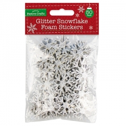 Glitter Snowflake Foam Stickers - Silver 50 Pack (XMA4080)
