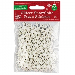 Glitter Snowflake Foam Stickers - White 50 Pack (XMA4080)