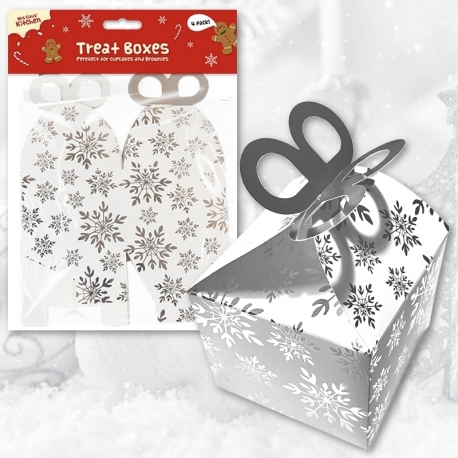 Foil Treat Boxes 4pk - Silver Snowflakes (XMA4096)