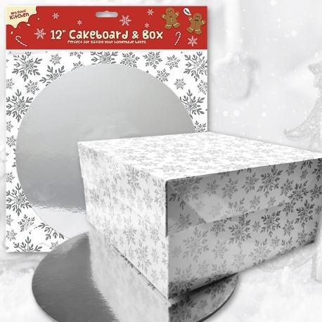 12" Christmas Cakeboard & Box - White (XMA3934)