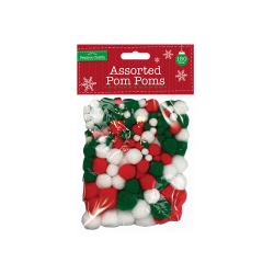Assorted Christmas Pom-poms 150 pack (XMA4049)