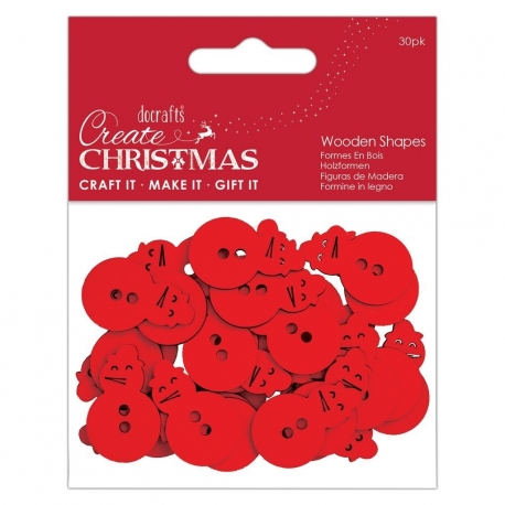Create Christmas Wooden Shapes (30pcs) - Snowman Red (PMA 174593)