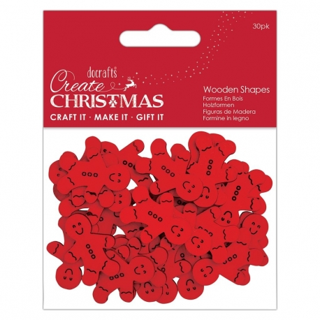 Create Christmas Wooden Shapes (30pcs) - Gingerbread Men Red (PMA 174581)