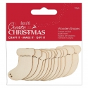 Create Christmas Wooden Shapes (12pcs) - Stockings Natural (PMA 174582)