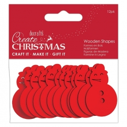 Create Christmas Wooden Shapes (12pcs) - Snowman Red (PMA 174591)
