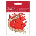 Create Christmas Wooden Hanging Shapes Red 6pcs (PMA 174993)