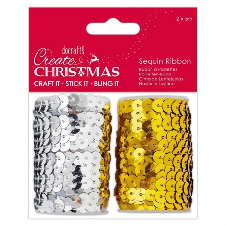 Create Christmas Sequin Ribbon 2 x 5m (PMA 367929)