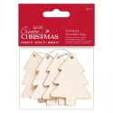 Glittered Wooden Decorations - White Christmas Tree 4pcs (PMA 359924)
