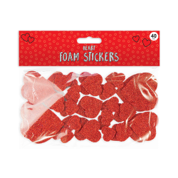 Red Glitter Foam Heart Stickers 40pk (VAL4574)