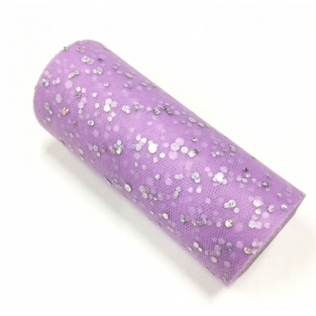 Tulle Roll with Sequins - Lilac (15cm x 9.1m)