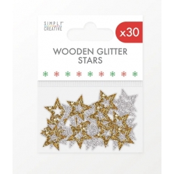 Simply Creative Glittered Wooden Stars 30 pack (SCWDN033X21)
