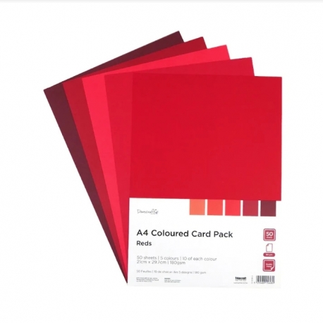 Dovecraft A4 Coloured Card 180gsm - Reds (DCCRD012)