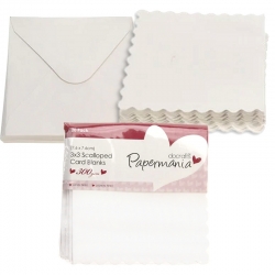 Papermania 3" x 3" Cards/Envelopes (20pk 300gsm) - Scalloped White (PMA 151004)