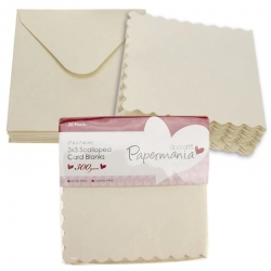 Papermania 3" x 3" Cards/Envelopes (20pk 300gsm) - Scalloped