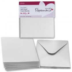 Papermania 3" x 3" Cards/Envelopes (20pk 300gsm) - Pearlised White (PMA 151002)