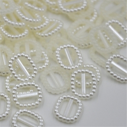 Rectangular Pearl Ribbon Sliders - Ivory (100pcs)