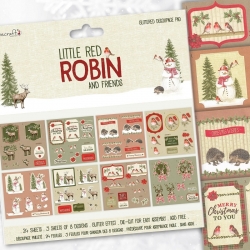 Dovecraft Little Red Robin - 8 x 8 Glittered Decoupage pad