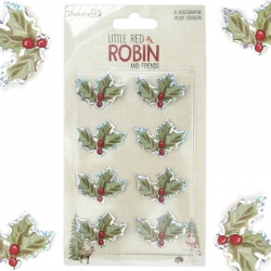 Dovecraft Little Red Robin - Holographic Holly Stickers