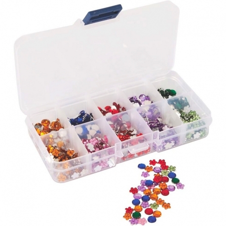 Mini Assorted Gems & Organiser (750pcs) - Florals & Stones (PMA