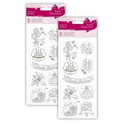 2 for 1 Offer - 2 x Colour-in Glitter Stickers - Happy Birthday