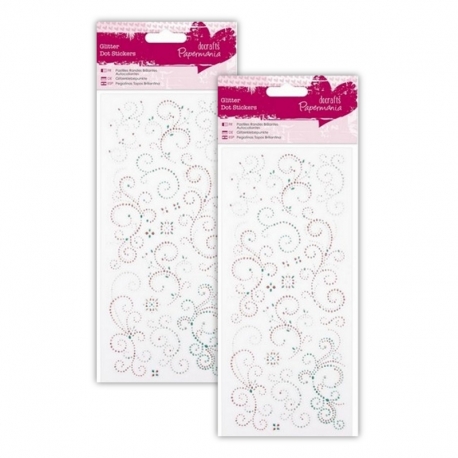 2 for 1 Offer - 2 x Glitter Dot Stickers, Flourishes Teal &