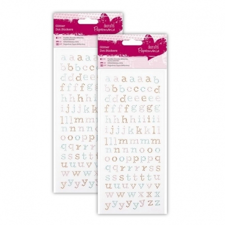 2 for 1 Offer - 2 x Glitter Dot Stickers, Lower Case Alphabet