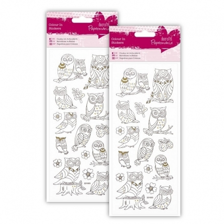 2 for 1 Offer - 2 x Colour-in Glitter Stickers - Owls (PMA