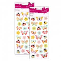 2 for 1 Offer - 2 x Coloured Stickers - Glitter Butterflies (PMA 804107 x 2)
