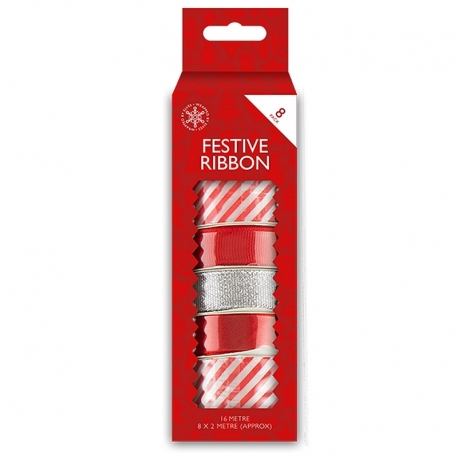 Christmas Ribbon 8 pack - Red (XMA7089)
