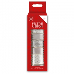 Christmas Ribbon 8 pack - Silver (XMA7089)
