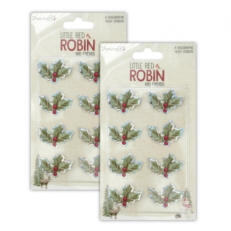 2 for 1 OFFER - 2 x Little Red Robin - Holographic Holly
