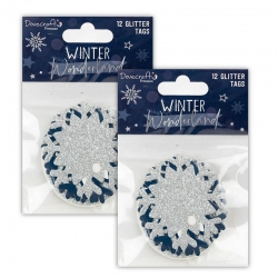 2 for 1 OFFER - 2 x Winter Wonderland Glitter Snowflake Tags