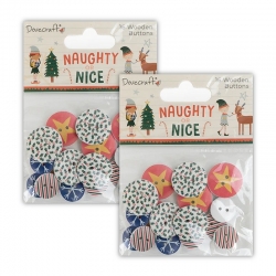 2 for 1 OFFER - 2 x Naughty or Nice Wooden Buttons