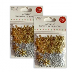 2 for 1 offer 2 x Christmas Metallic Snowflake Ribbon (SCRBN011X21 x 2)