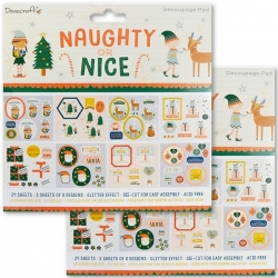 2 for 1 OFFER! 2 x Dovecraft Naughty or Nice 8x8 Decoupage Pad (DCDPG025X21x2)