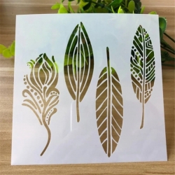 13 x 13cm Reusable Stencil - Stylised Feathers/Leaves (1pc)