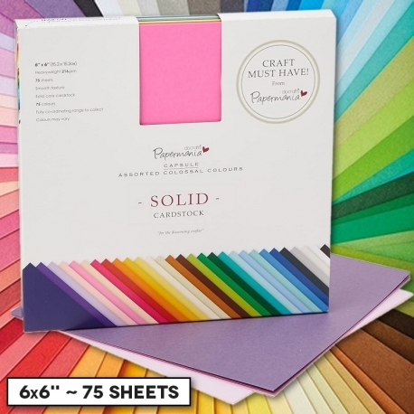 Papermania 6 x 6 Solid Premium Cardstock Colossal 75pcs (PMA