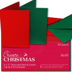 5 x 7" Textured Cards/Envelopes (50pk) - Red & Green (PMA