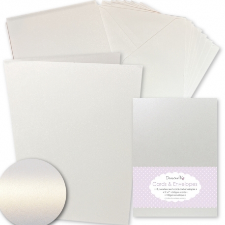 Dovecraft 8 Pearlescent White 5"x7" Cards & Envelopes (DCCE005)