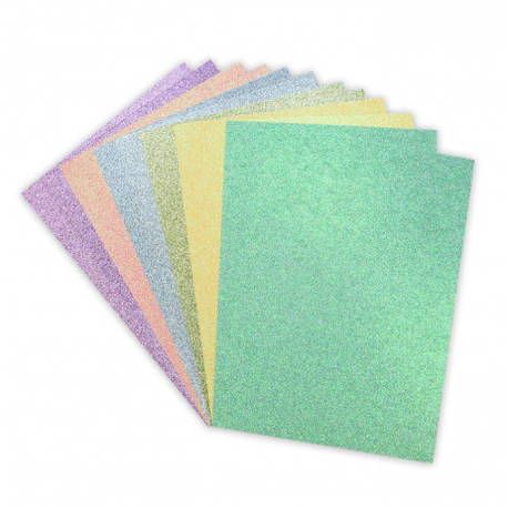 Dovecraft A4 Double Sided Glitter Bumper Pack - Rainbow Pastels - 350gsm - 12 Sheets (DCGCD042)