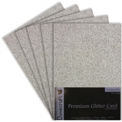 Dovecraft A4 Glitter Card Silver - 20 Sheets (DCGC04)