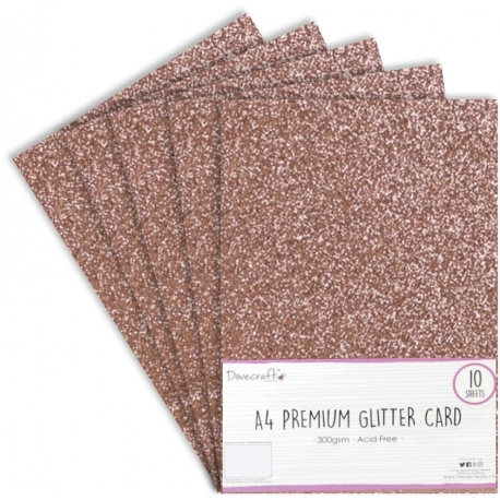 Dovecraft A4 Glitter Card 300gsm 10 Sheets - Dark Rose Gold (DCGCD030)