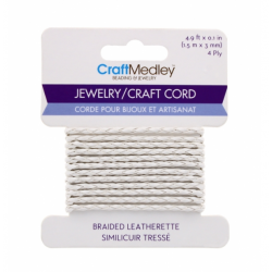 Jewellery & Craft Cord - White Braided Leatherette (CC532B)