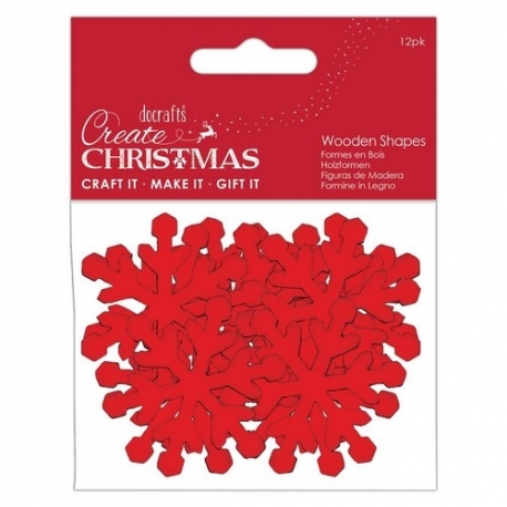 Create Christmas Wooden Shapes (12pcs) - Snowflakes Red (PMA 174575)