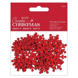 Create Christmas Wooden Shapes (30pcs) - Mini Snowflakes Red (PMA 174577)