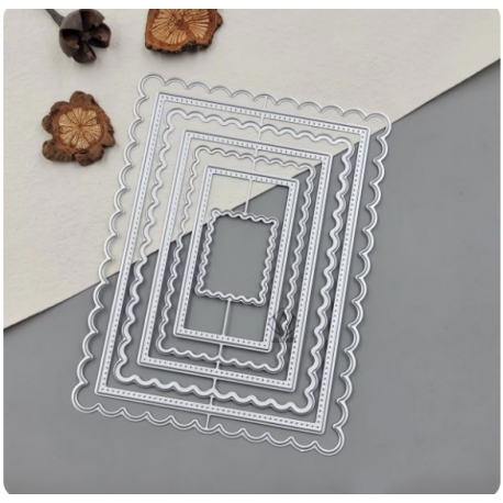 Printable Heaven Large Cutting Die - Nesting Scalloped and Straight Edge Rectangles (7pcs) (T010)